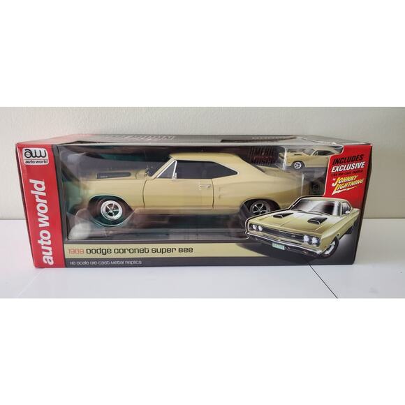 Auto World 1:18 Scale 1969 Dodge Coronet Super Bee 383 Cream plus 1/64 Car NIB - Picture 1 of 6